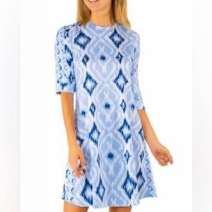 Gretchen Scott Swing Dress‎ Kitt Ikat Blues Size Medium